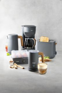 Překapávač na kávu WOOD YOU - šedý - DOMO DO754K, Objem: 1,25 l, Kapacita: 10 šálků, Příkon: 1 000 W, automatické vypnutí