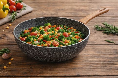 DOMO pánev Wok Ecopan 28 cm, Počet vrstev: 10, GRANIT, indukce