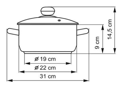 Kastrol PREMIUM s poklicí, průměr 22 cm, objem 3.0 l