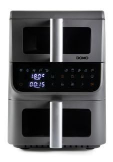 Vertikální dvojitá horkovzdušná fritéza 3,5+6,5 l - DOMO DO550FR, 2 500 W, 2 samostatné zóny, celková kapacita 10 litrů, s průzory